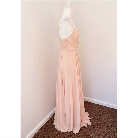 Lulus Blush Surplice Chiffon A-Line Long Gown - Picture 2 of 6